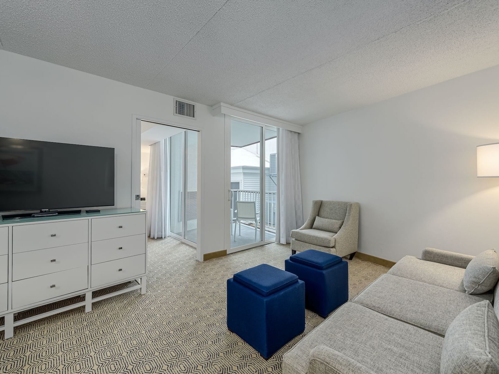 Living area in Classic King Suite ADA at our Jersey shore hotel