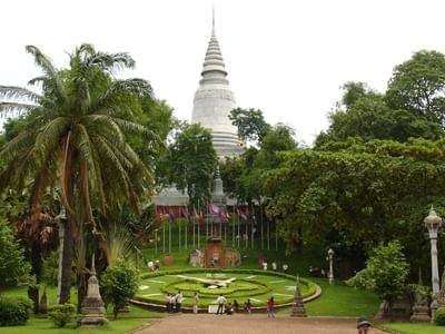 Distant view of the Wat Phnom Pagoda near Sunway Hotel Phnom Penh