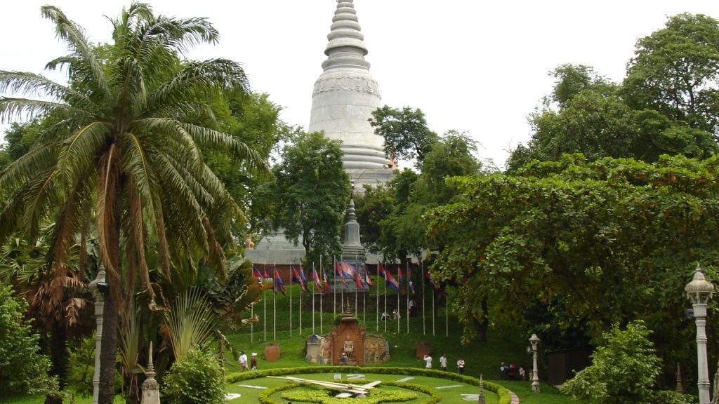 Distant view of the Wat Phnom Pagoda near Sunway Hotel Phnom Penh