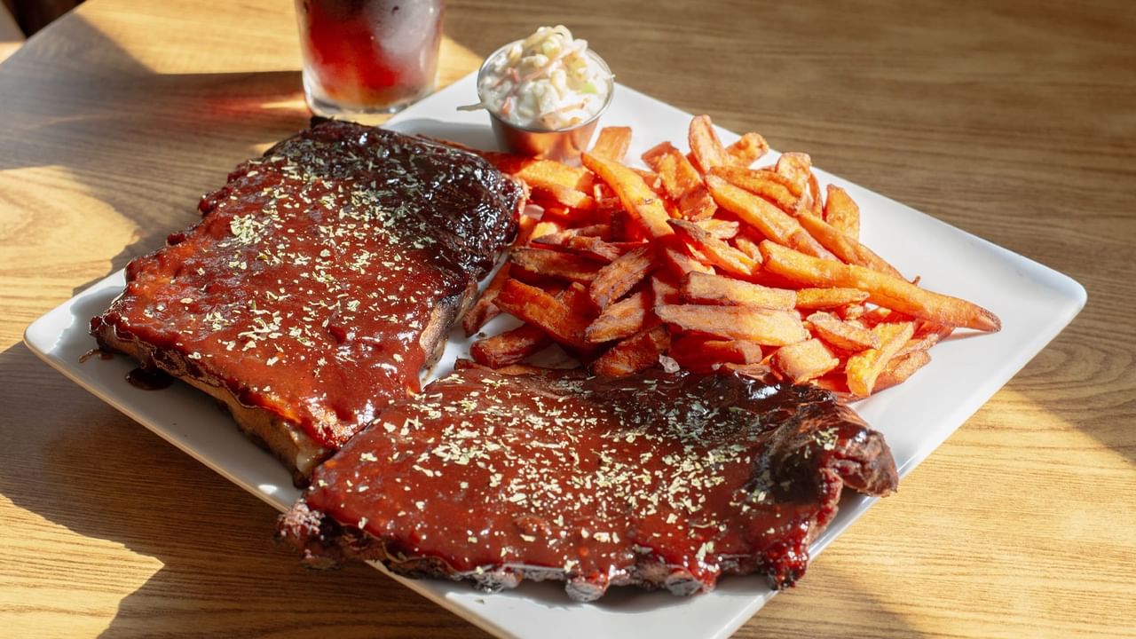 Ribs, fries, and beer