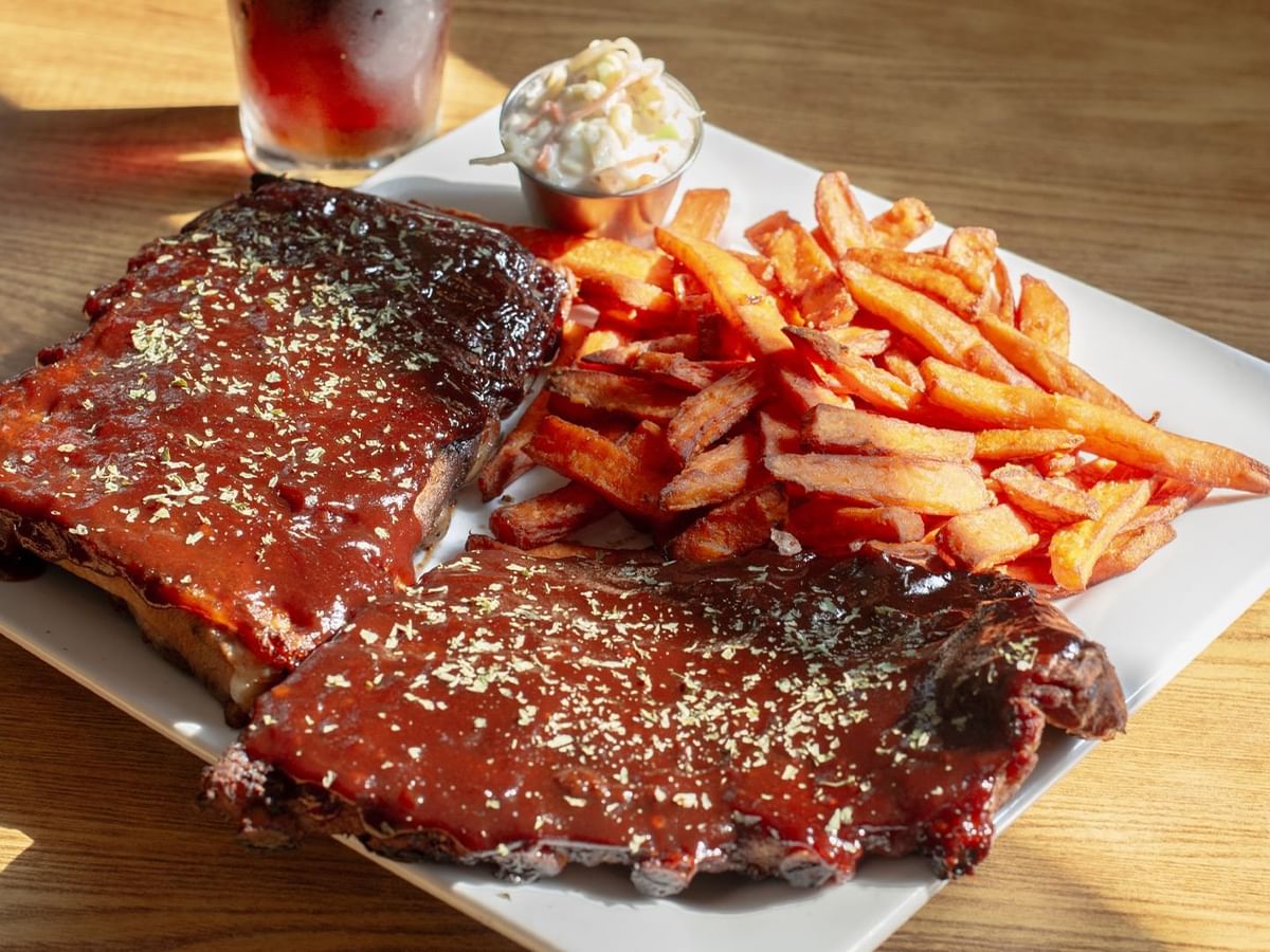 Ribs, fries, and beer