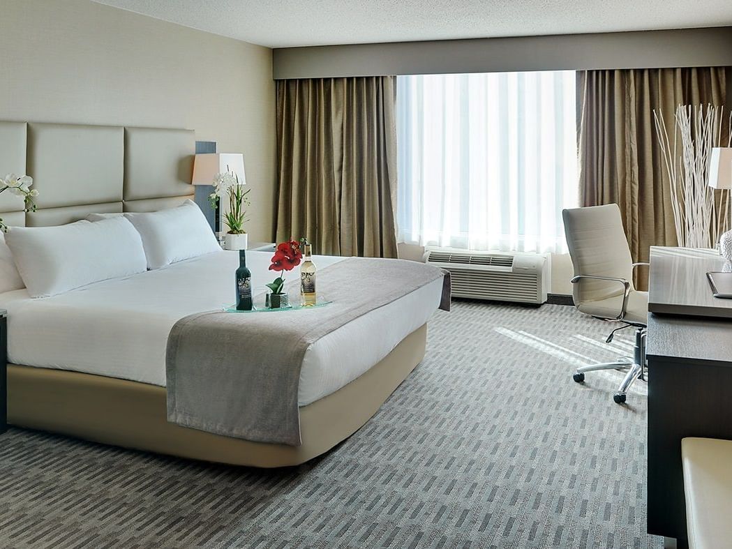 a bed in a hotel suite