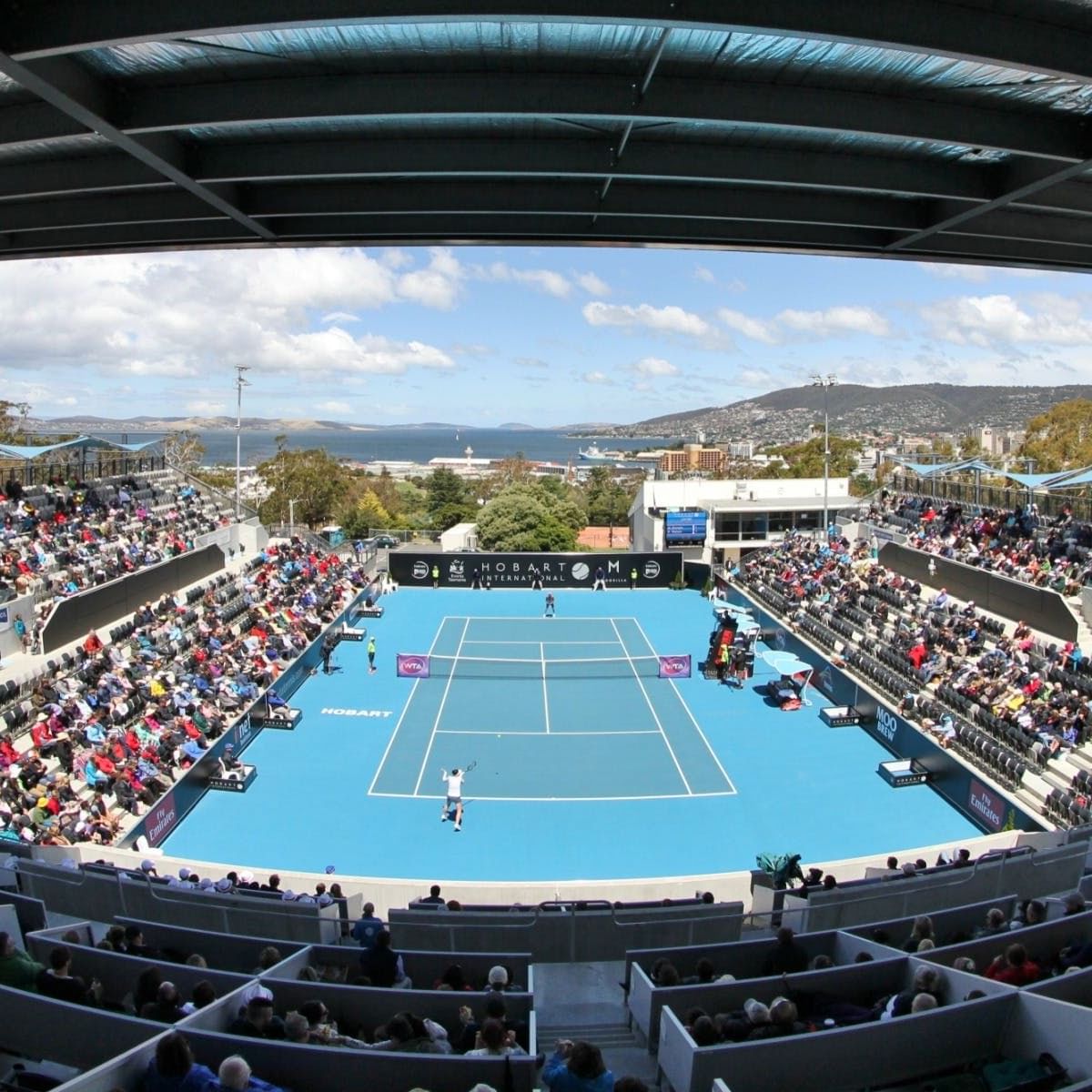 Hobart International Tennis match at Domain Tennis Centre near Hotel Grand Chancellor Hobart