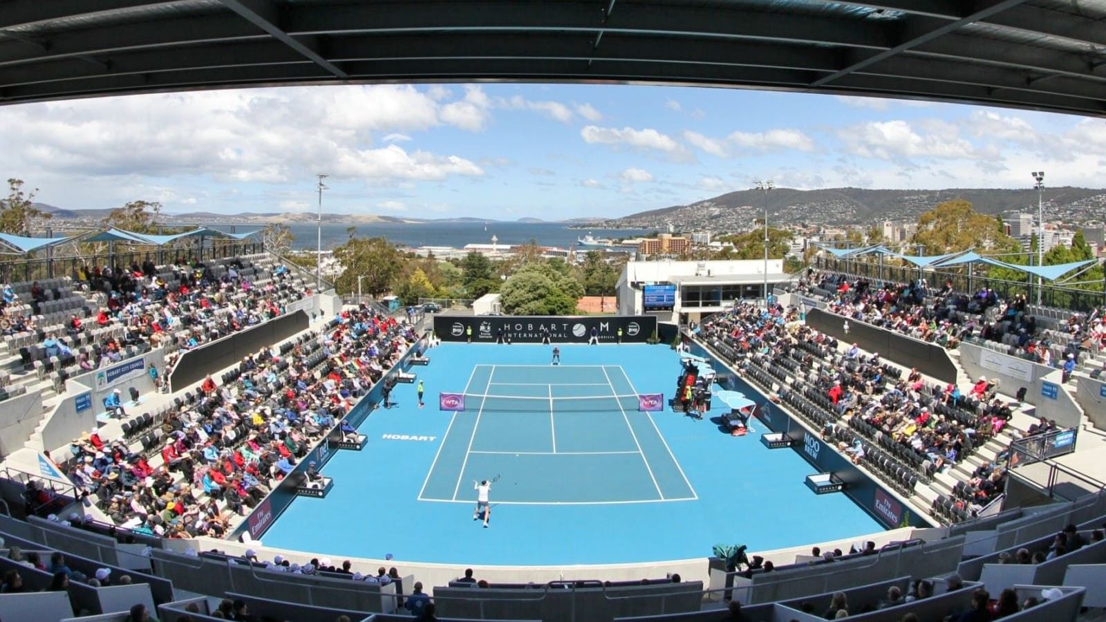 Hobart International Tennis match at Domain Tennis Centre near Hotel Grand Chancellor Hobart