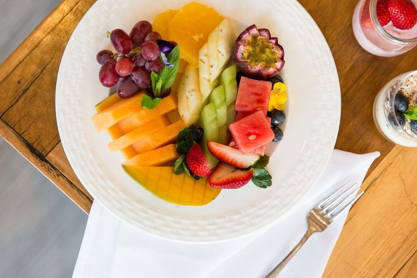 A plate of fruits in Novotel Darling Harbour
