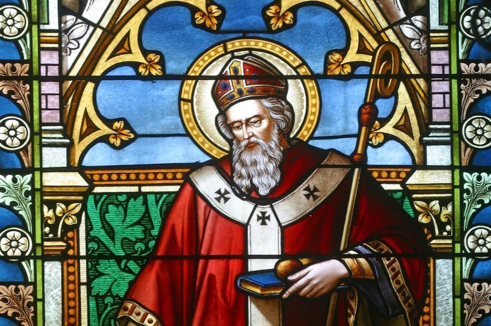 stain glass window of st nicholas