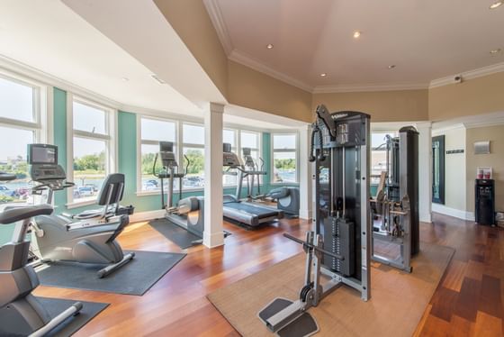 Interior of the fitness center at The Breakwater Inn & Spa