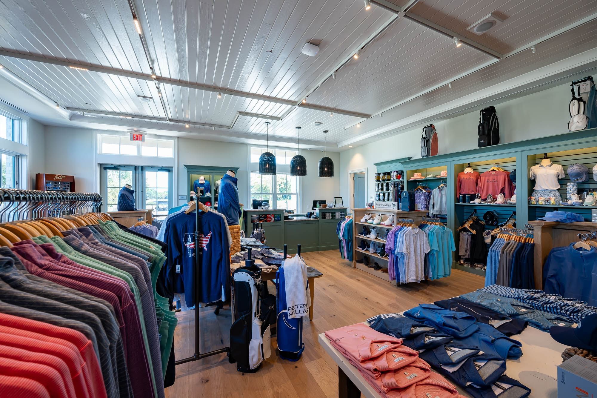 Inside the golf outfitter store at Camp Creek Inn