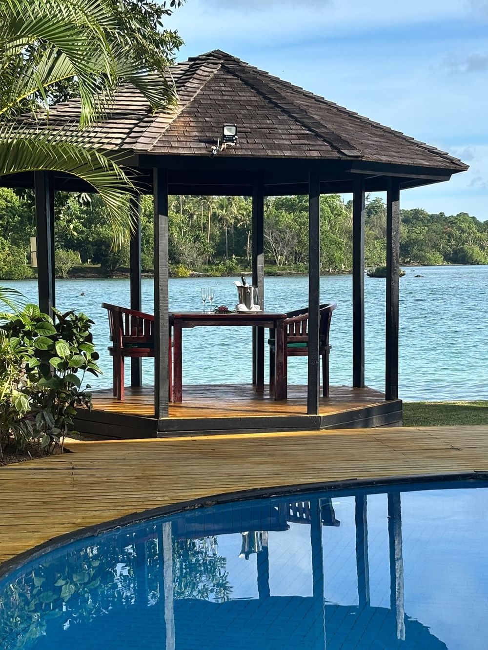 Private pool and gazebo by the water at Efate Pool Villa, Warwick Le Lagon - Vanuatu.