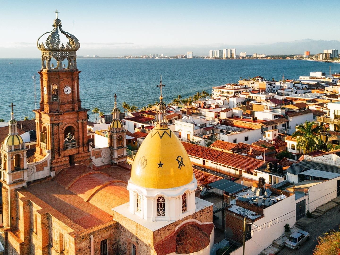 Aerial view of the sea and Old Vallarta near Plaza Pelicanos Club Beach Resort