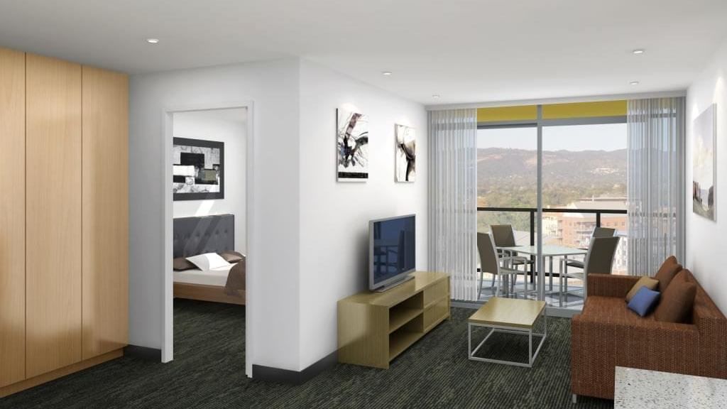 Student Living Edge Apartments – East End living area_Serviced Apartments Adelaide