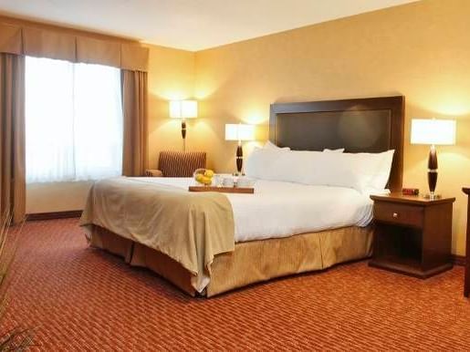 a bed in a hotel room