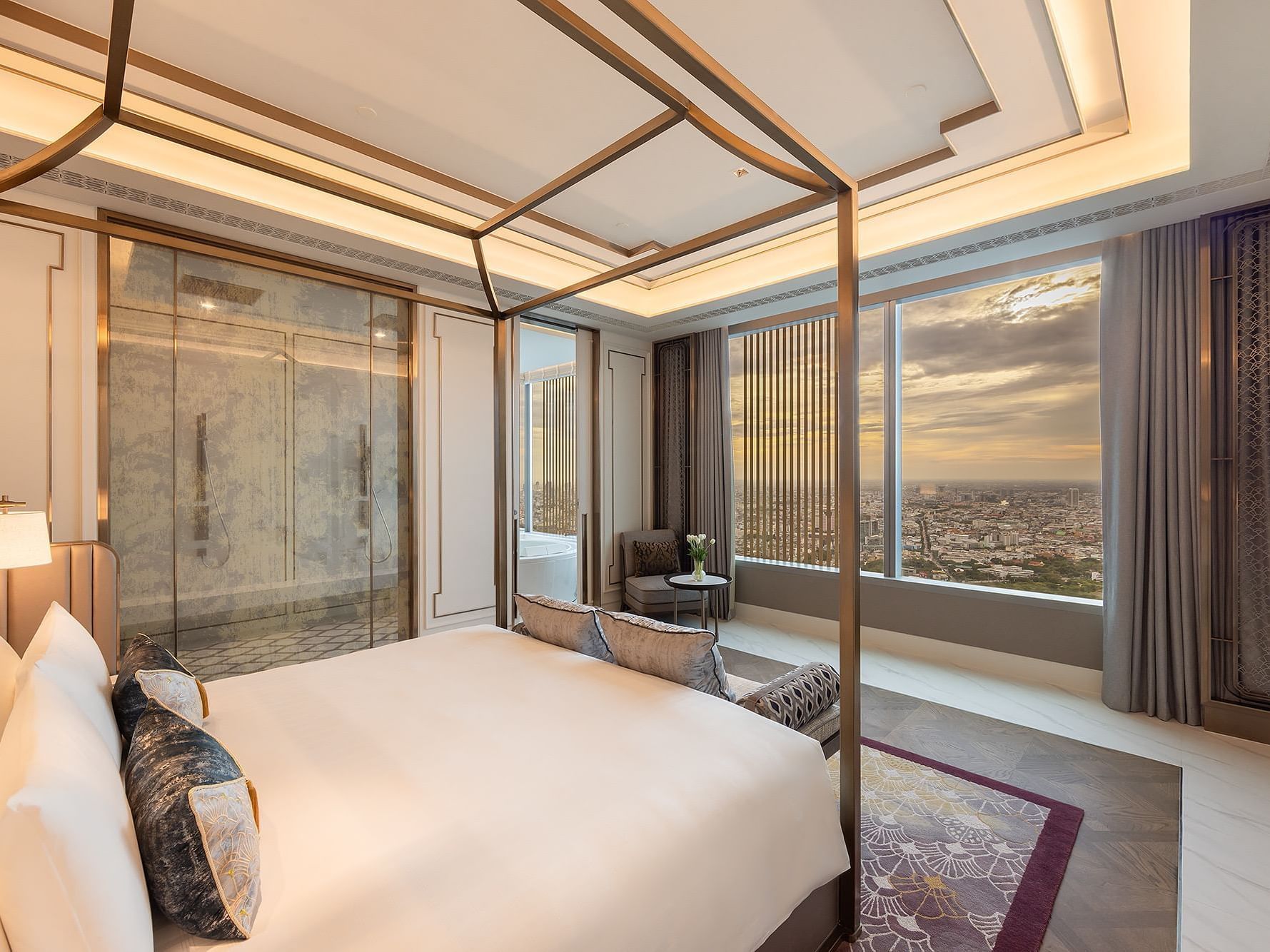 King bed with a City view in Penthouse Suite at Eastin Grand Hotel Phayathai