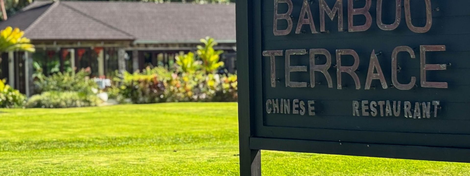 Sign for Bamboo Terrace Chinese restaurant at The Naviti Resort in Korolevu, Fiji