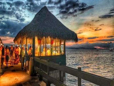 Enjoying party with yellow light in ocean at Fiesta Resort
