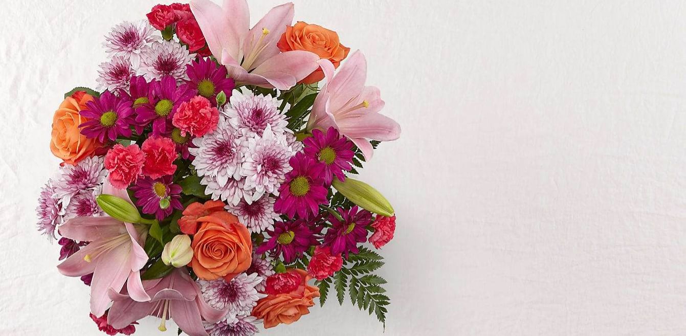 Close-up of a colorful flower bouquet at The Earl