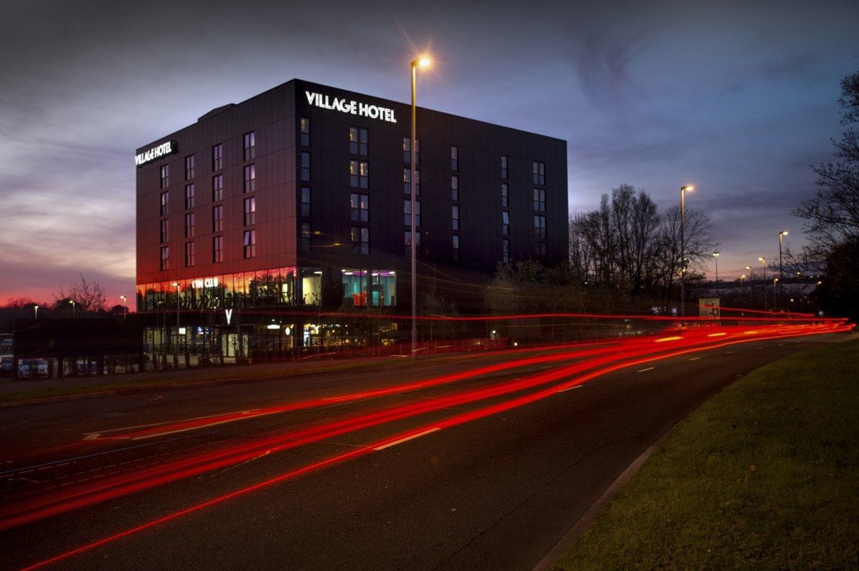 Exterior view of Village Hotel Basingstoke at Night