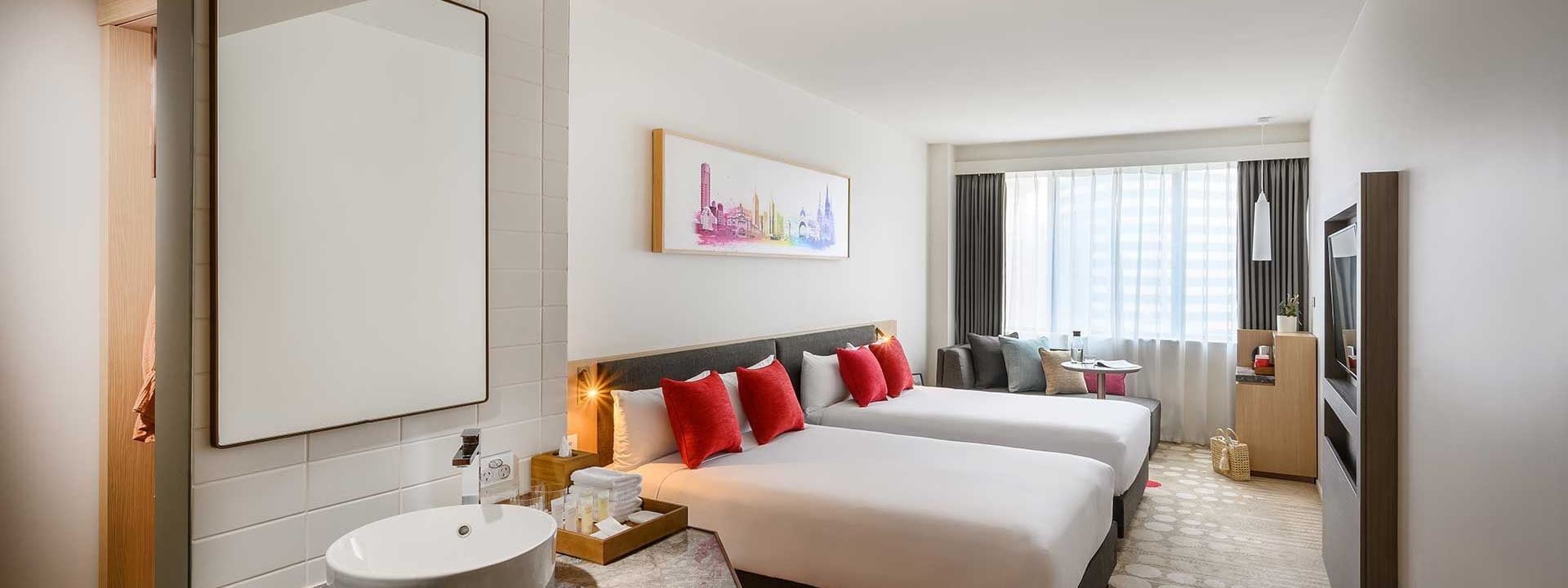 2 double beds in Superior Room at Melbourne Central Hotels