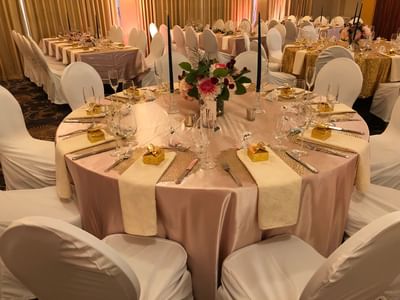 Event space with banquet rounds at Pegasus Hotel Guyana