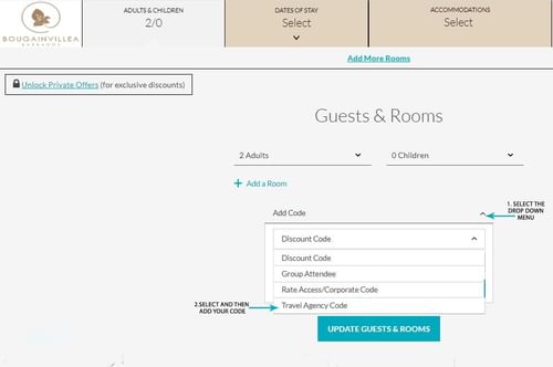 Image of the Booking engine of Bougainvillea Resort