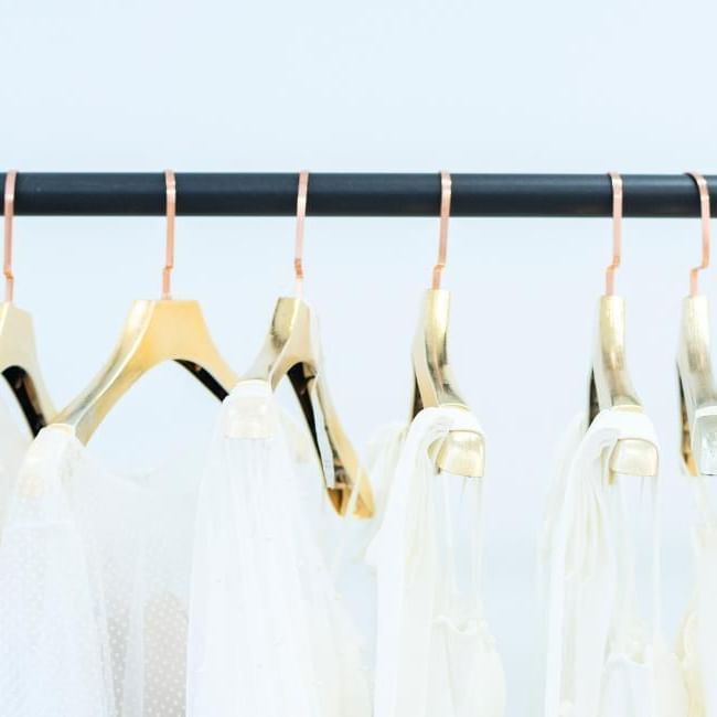 White dresses on rack