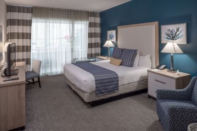 San Diego hotel room with a king bed at Bay Club Hotel