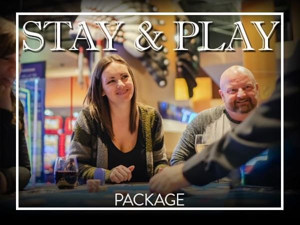 People in stay & play poster used at Stoney Nakoda Resort