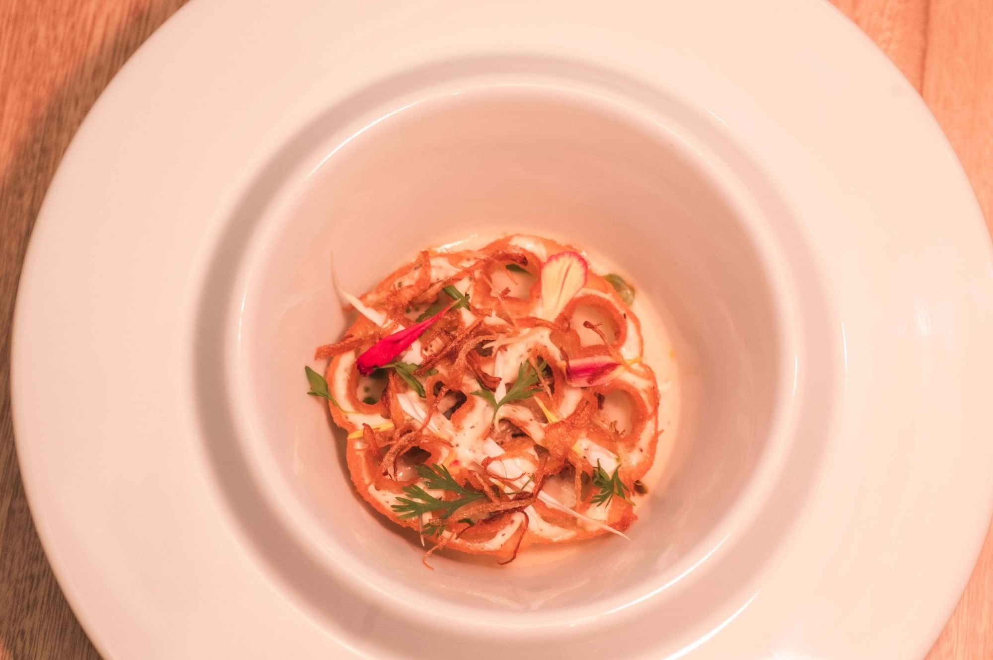 Pacific buñuelo by chef Rogelio Domínguez, third course of the Sentir México dinner