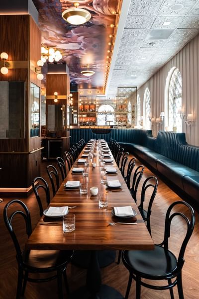Cozy and inviting dining area at Ciaorigato Restaurant, one of the best San Francisco restaurants in Hotel Bijou