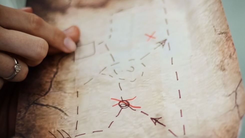 Close-up of map used for treasure hunt at Falkensteiner Hotels