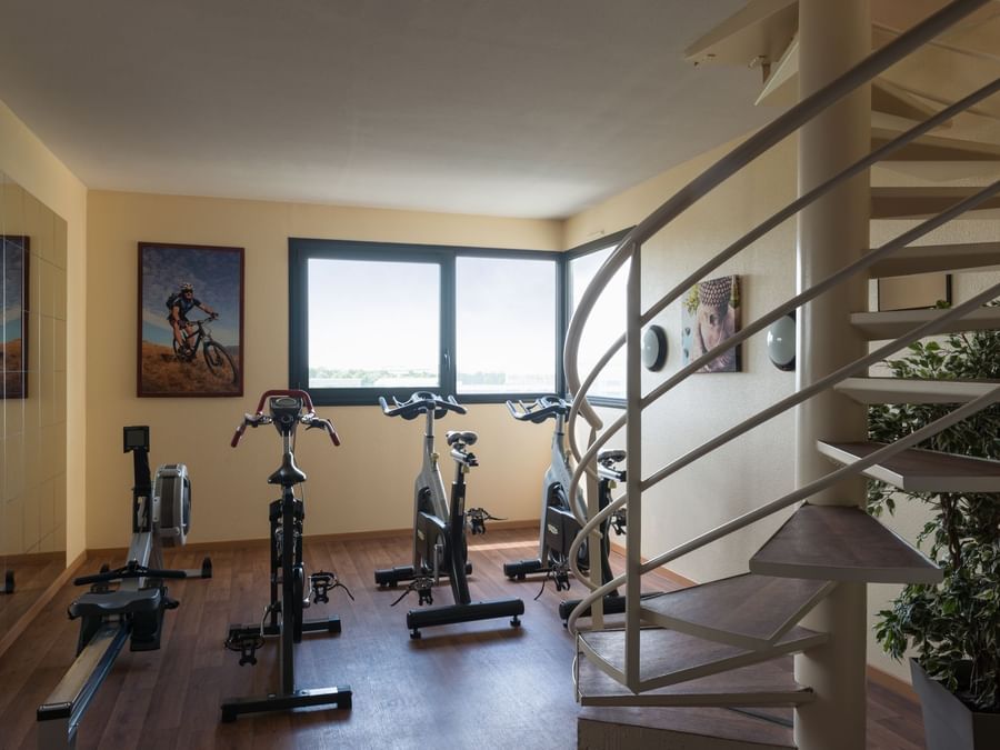 View of Exercise equipment in the gym at Hotel Alteora