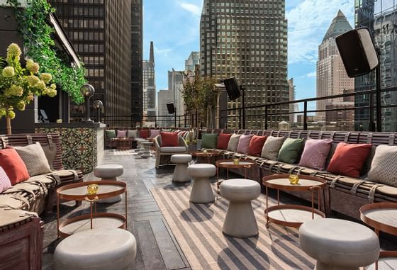 PHD Midtown terrace seating area at Dream Mid Town NYC.