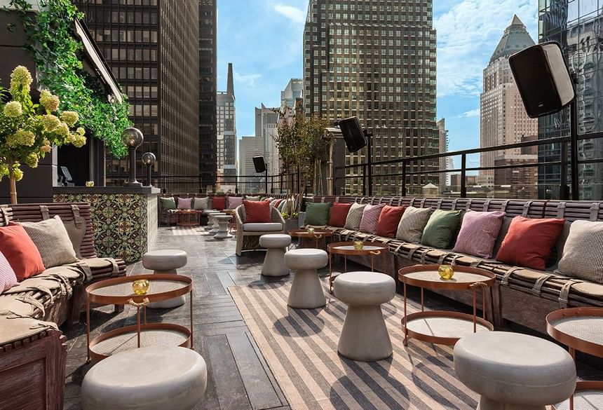PHD Midtown terrace seating area  at Dream Mid Town NYC.