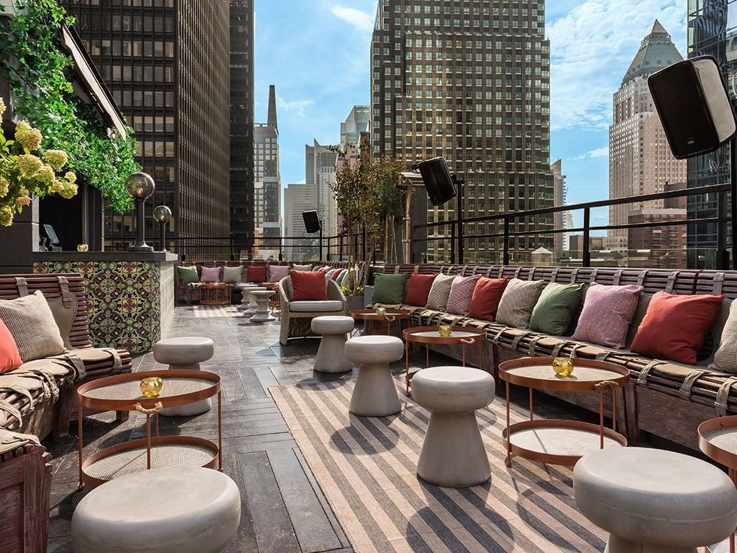 PH-D terrace lounge in the morning at Dream Midtown New York
