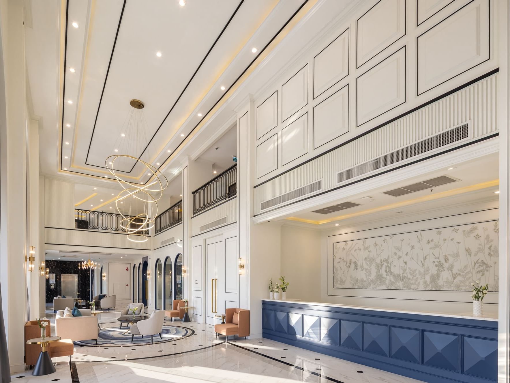 Luxury reception desk by the lounge area in the Lobby at Eastin Vientiane Laos