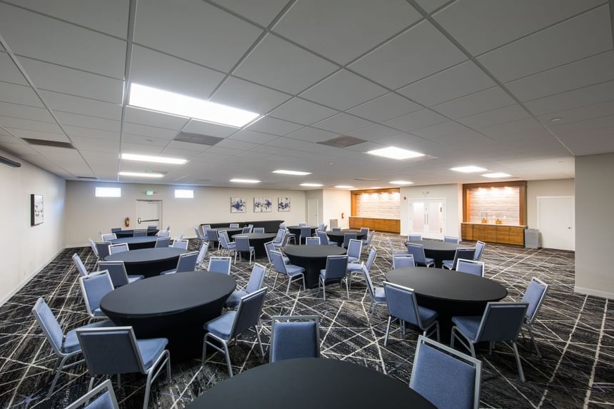 Meeting room with tables and chairs