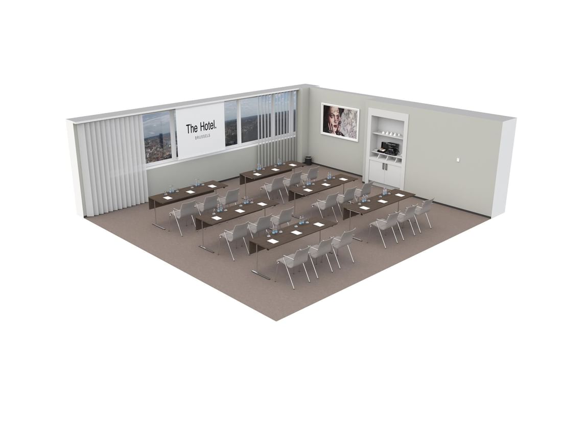 3D plan of Meet 25 One meeting room at The Hotel Brussels
