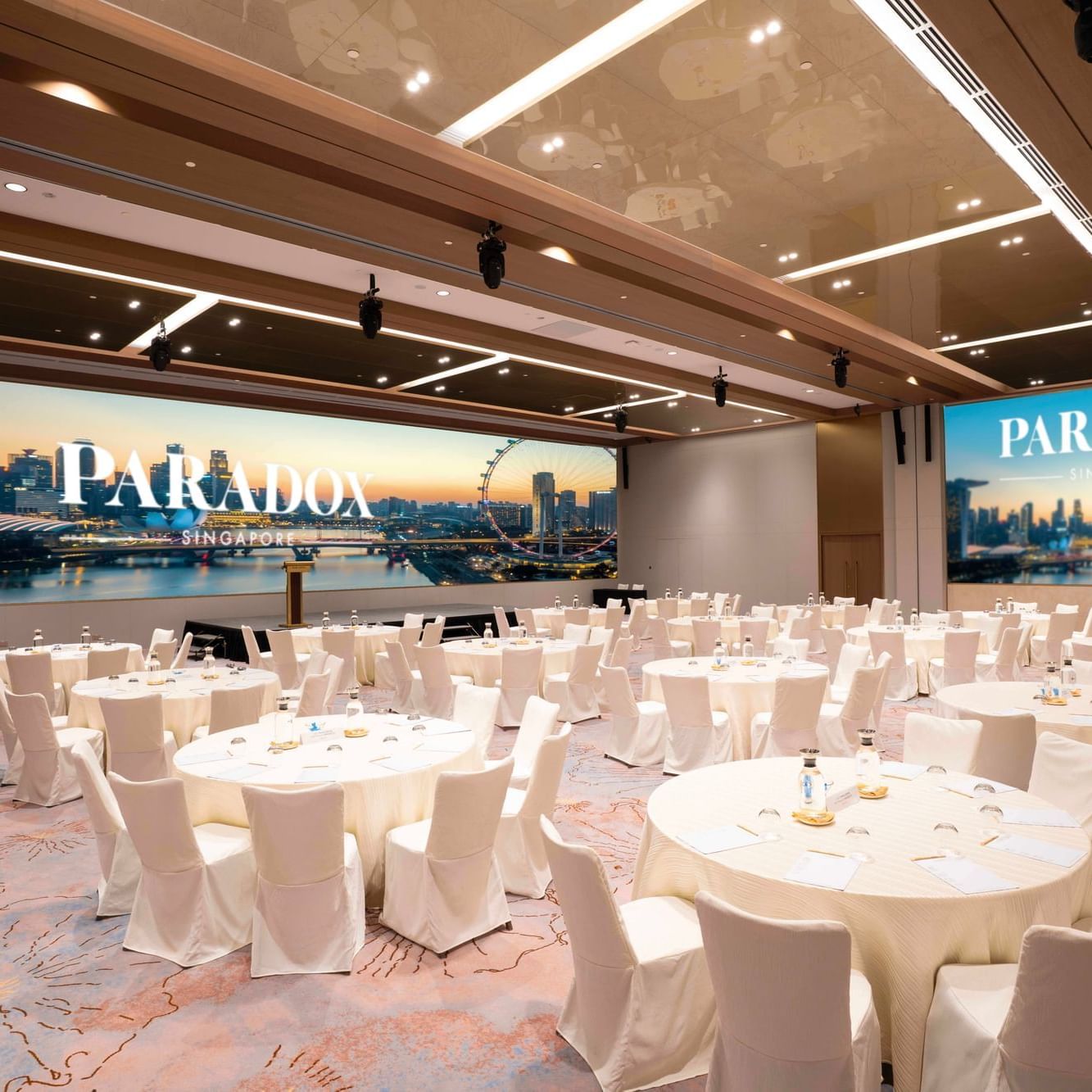 Newly renovated Merchant Court Ballroom at Paradox Singapore, featuring pillar-free layout and modern event space design