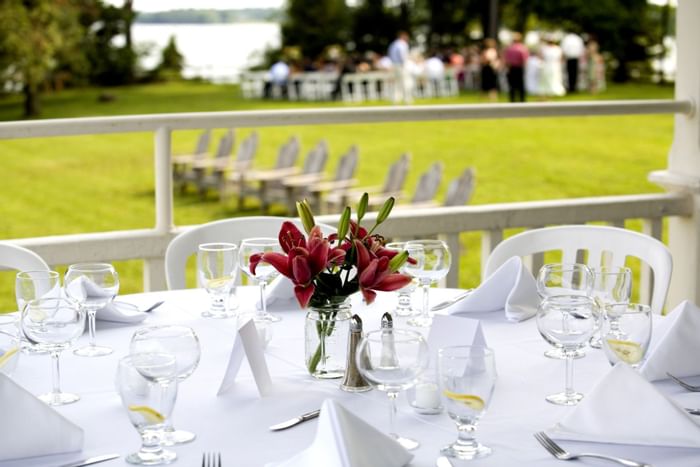 Close-up on a outdoor table setup at Sunseeker Resort