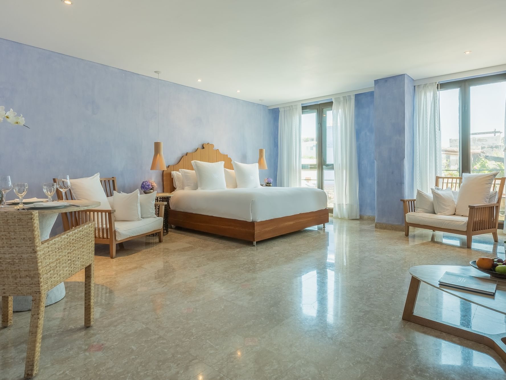 Junior Suite with Street View luxurious room of the Charleston Santa Teresa Hotel in Cartagena, Colombia.