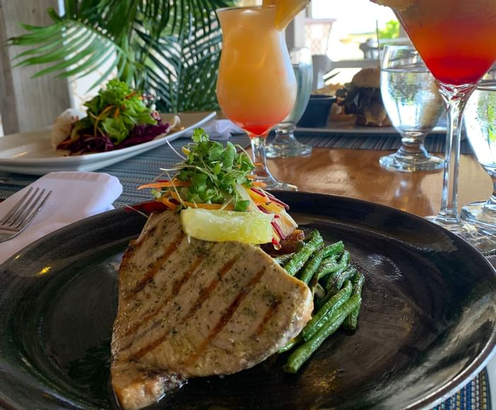 Salmon dish in Calabash Beach Bistro at Bougainvillea Barbados