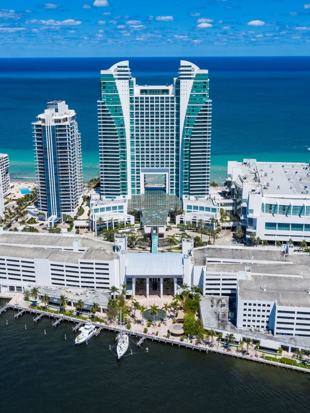 Aerial view of The Diplomat Resort with the ocean