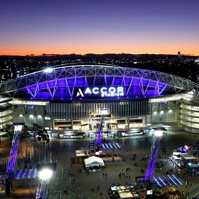 Aerial view of Accor Stadium near Novotel Sydney Olympic Park