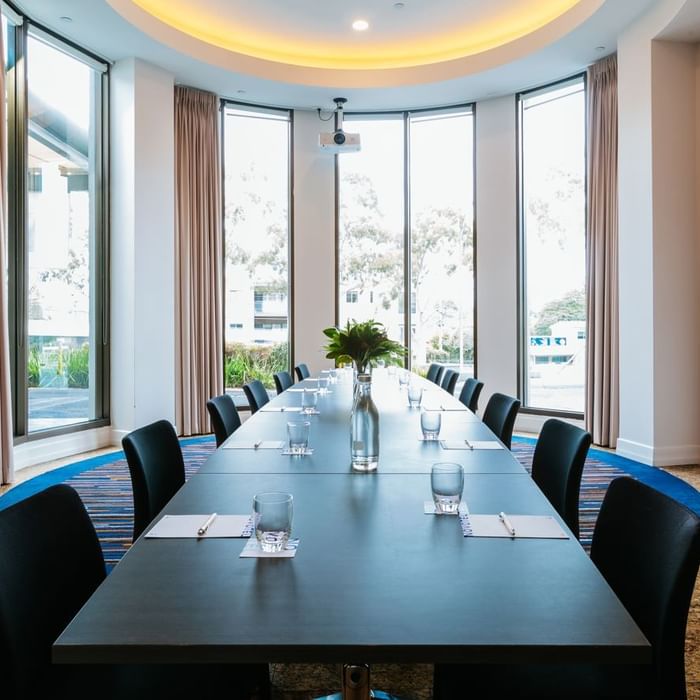 Boardroom table in Eureka Room at Novotel Glen Waverley