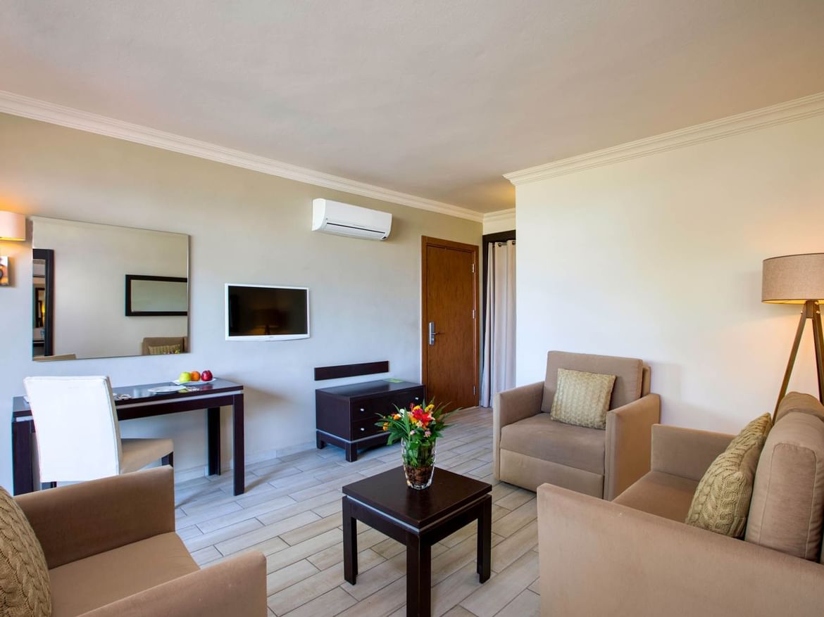 Living area with all furniture in suite room at Marmaris Bay