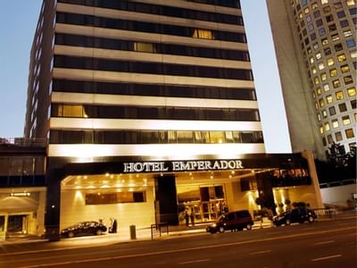 Exterior view of Hotel Emperador Buenos Aires at night
