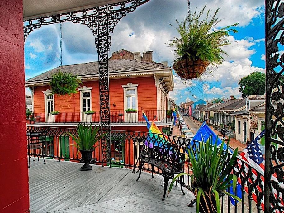 Balcony spacious lounge area in French Quarter Guesthouses