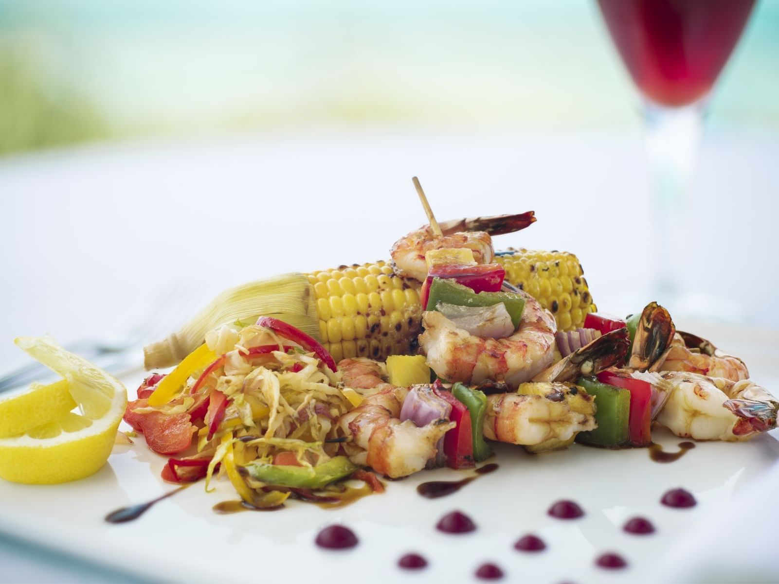 A dish of seafood in a restaurant at Windsong Resort On The Reef