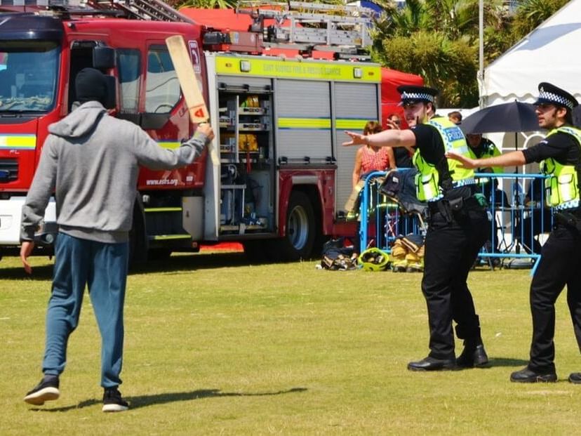 Police protecting people in emergency near The View Eastbourne