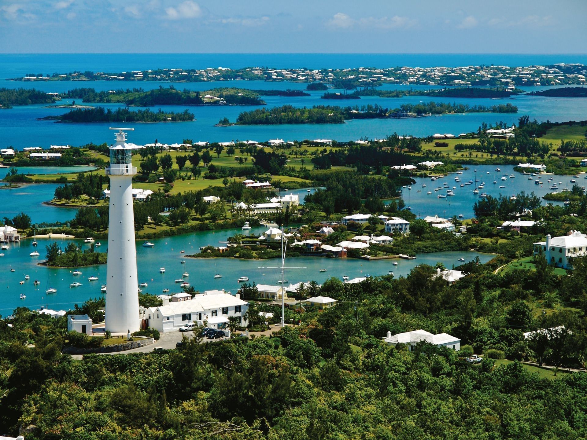 Aerial view of Gibb's Hill Lighthouse, St George's Club Bermuda